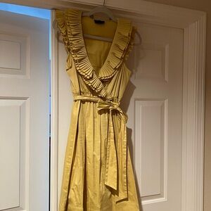 Yellow Ruffled Sleeveless Dress
